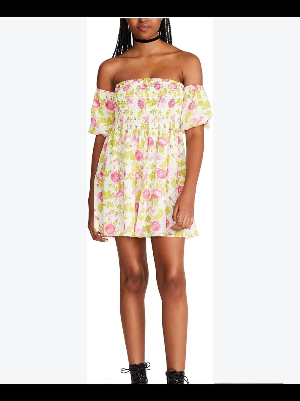 NWT Betsey Johnson Floral Puff Sleeve Mini Dress Size Large